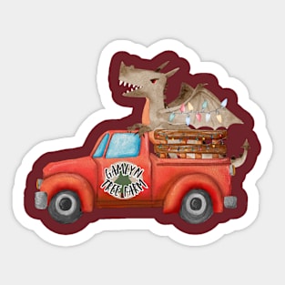 Dragon Christmas Tree Farm Sticker